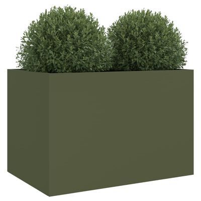 vidaXL taimekast oliiviroheline 62x40x39 cm, külmvaltsitud teras