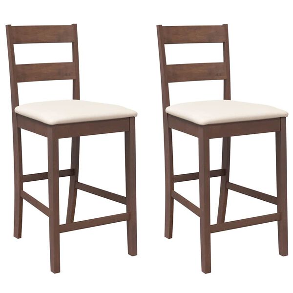 vidaXL Baaritoolid patjadega 2 tk Pruun täispuidust kumm