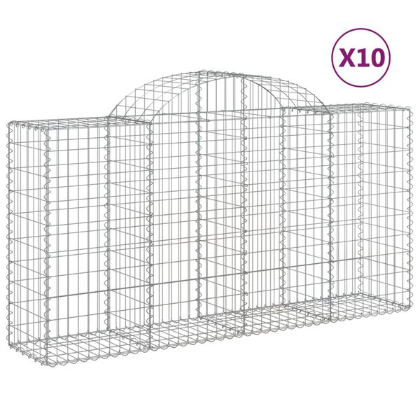 vidaXL kaarekujulised gabioonkorvid 10 tk, 200x50x100/120 cm, raud