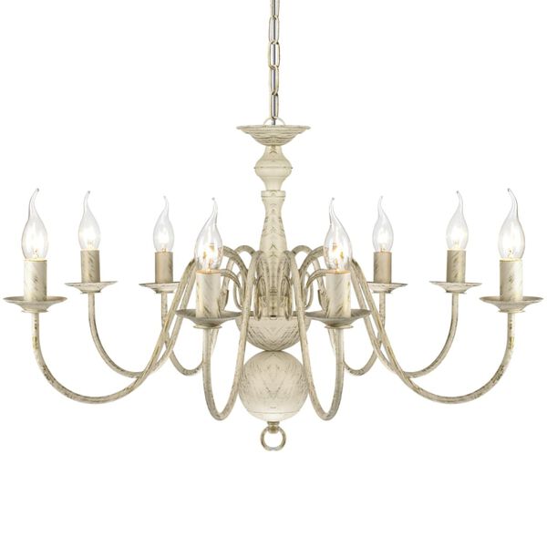 Kroonl&uuml;hter metallist 8 pirniga, valge