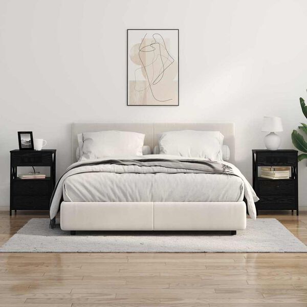 vidaXL &Ouml;&ouml;lambi kapp sahtliga 2 pcs Must tamm 40 x 31 x 60 cm Tehispuit