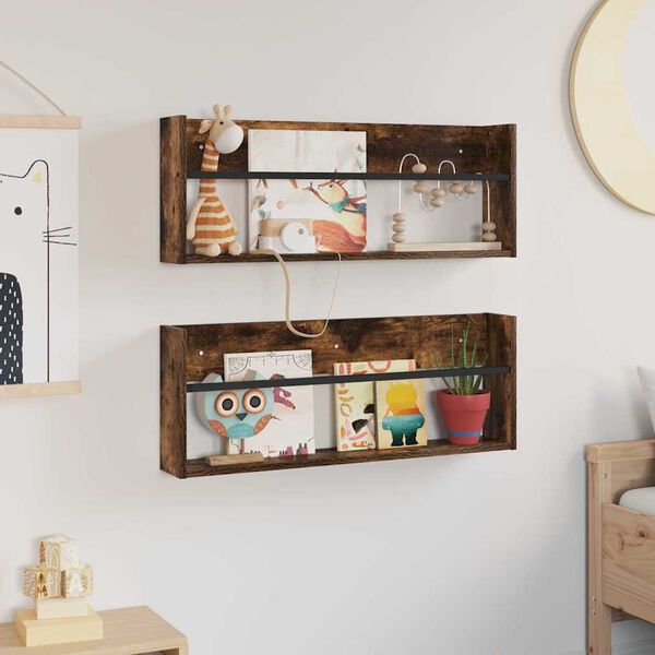 vidaXL Ajakirja riiul 2 pcs Suitsetatud tamm 80 x 12 x 30 cm Tehispuit