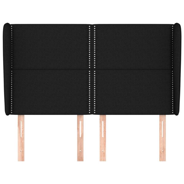 vidaXL voodipeats servadega, must, 147x23x118/128 cm, kangas