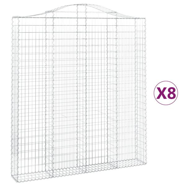vidaXL kaarekujulised gabioonkorvid 8 tk, 200x30x220/240 cm, raud
