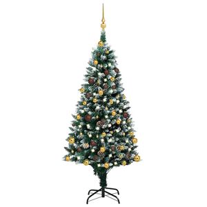 vidaXL tehisj&otilde;ulupuu koos LED-de ja pallikomplekti ja k&auml;bidega 210 cm