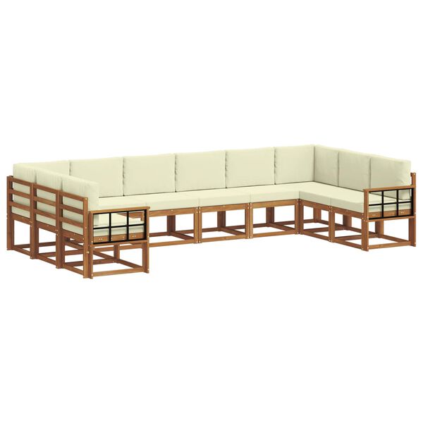 vidaXL V&auml;li diivanikomplekt padjaga 10 pcs Looduslik ja kreem