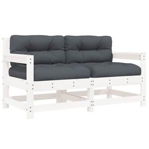 vidaXL aiatoolid patjadega 2 tk, valge, m&auml;nnipuit