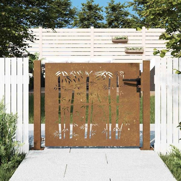 vidaXL aiavärav 100 x 75 cm corten terasest bambusdisainiga