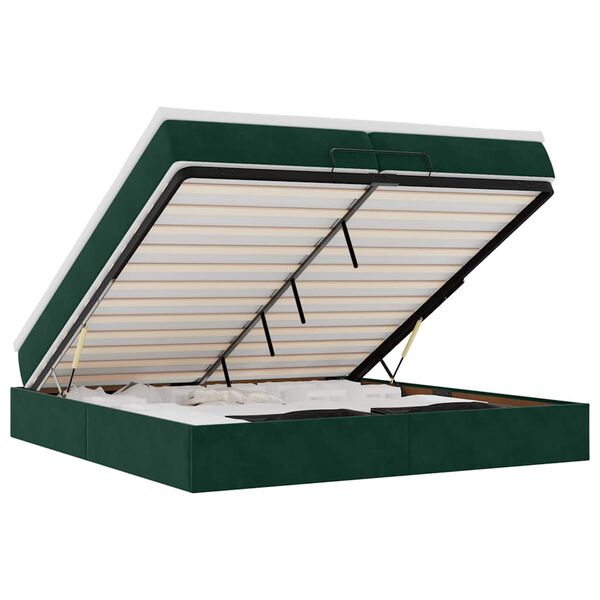 vidaXL Ottomani voodiraam madratsitega, tumeroheline, 200x200cm, samet