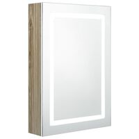 vidaXL LED vannitoa peegelkapp, valge ja tamm, 50 x 13 x 70 cm