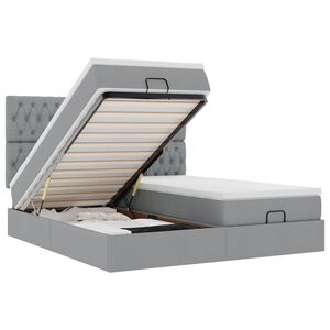 vidaXL Ottomani voodiraam madratsitega, helehall, 200x200cm, kangas