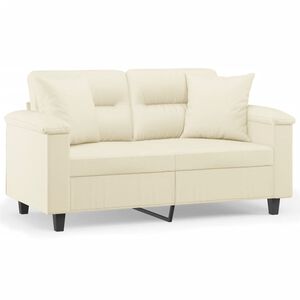 vidaXL 2-kohaline diivan patjadega, kreemjas, 120 cm, kunstnahk