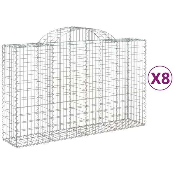 vidaXL kaarekujulised gabioonkorvid 8 tk, 200x50x120/140 cm, raud