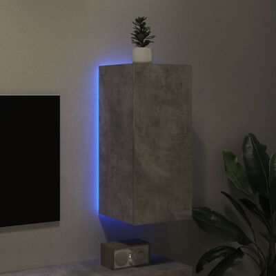 vidaXL teleri seinakapp LED-tuledega, betoonhall, 30,5 x 35 x 70 cm