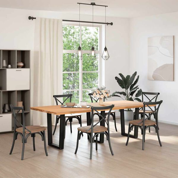 vidaXL söögilaua jalad, V-kujulised, 2 tk, mustad, 70 x (72–73,3) cm, teras