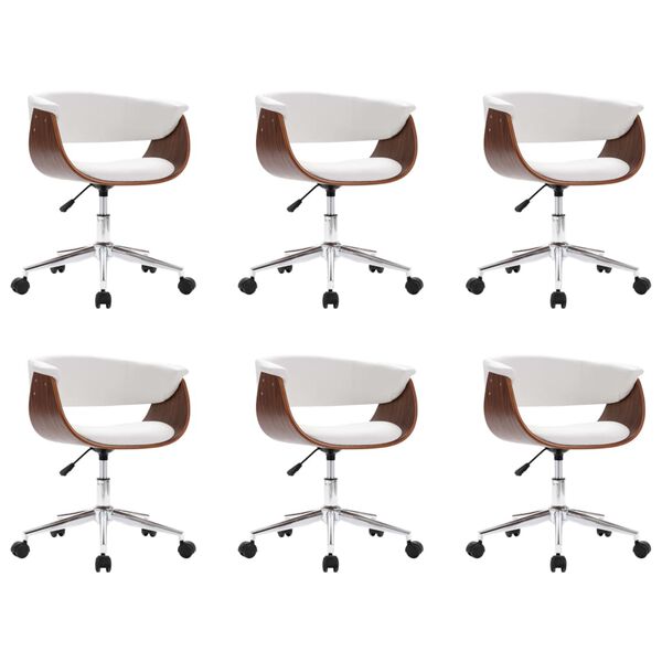 vidaXL p&ouml;&ouml;rlevad s&ouml;&ouml;gitoolid 6 tk, valge, kunstnahk