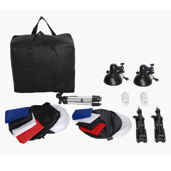 vidaXL minisuuruses fotostuudio: 8 tausta, 3 statiivi, 2 lampi
