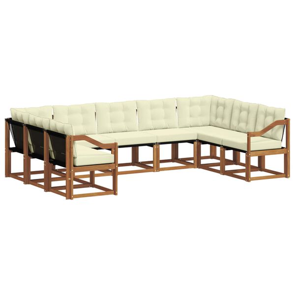vidaXL V&auml;li diivanikomplekt 9 pcs Looduslik ja kreem Tugev akatsiapuu