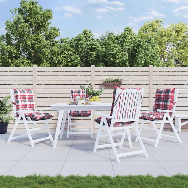 vidaXL madala seljatoega toolipadjad 4 tk, punane ruudumuster, kangas