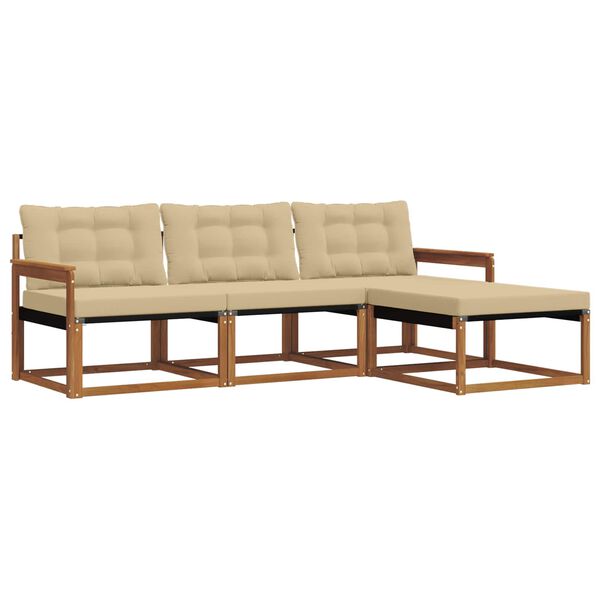 vidaXL V&auml;li diivanikomplekt padjaga 4 pcs Looduslik ja beež