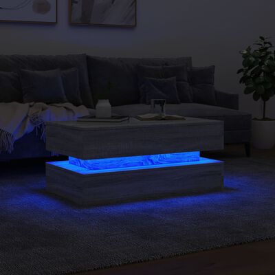 vidaXL LED-tuledega kohvilaud, hall Sonoma tamm, 90x50x40 cm