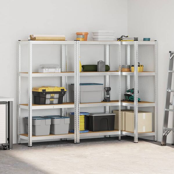 vidaXL 4-kihilised riiulid 3 tk h&otilde;bedane, teras ja tehispuit