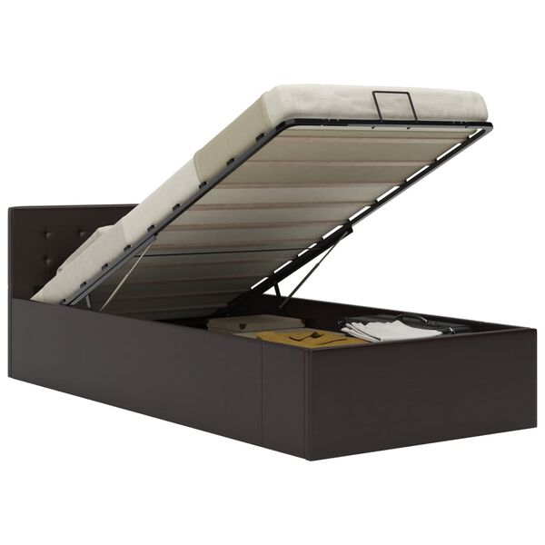 vidaXL hüdrauliline hoiukastiga voodiraam hall kunstnahk 90 x 200 cm