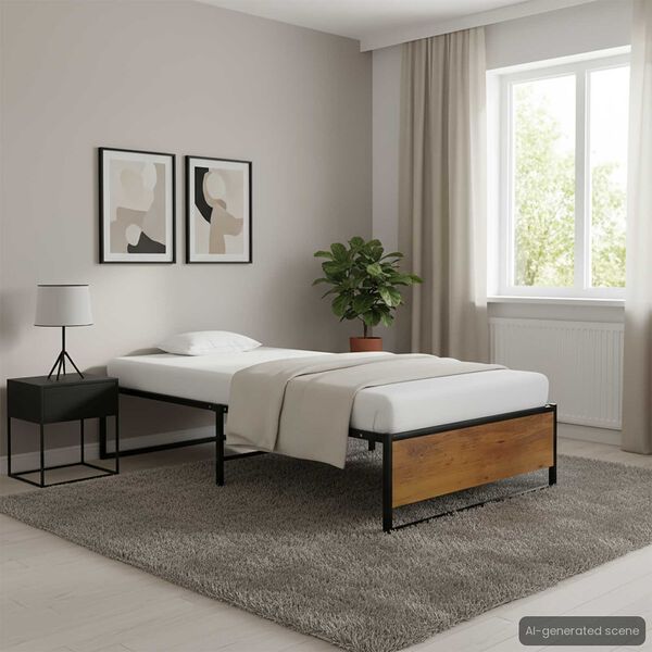 vidaXL voodiraam must metallist 90 x 200 cm