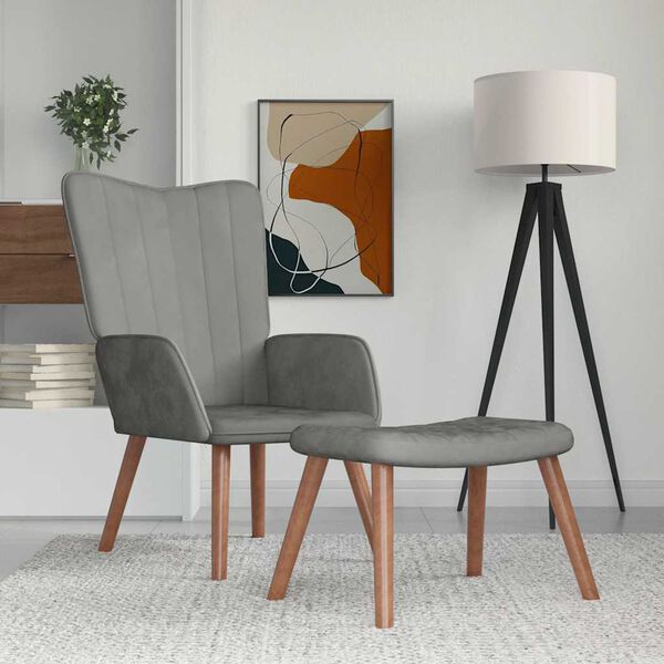 vidaXL puhketool jalapingiga, helehall, samet