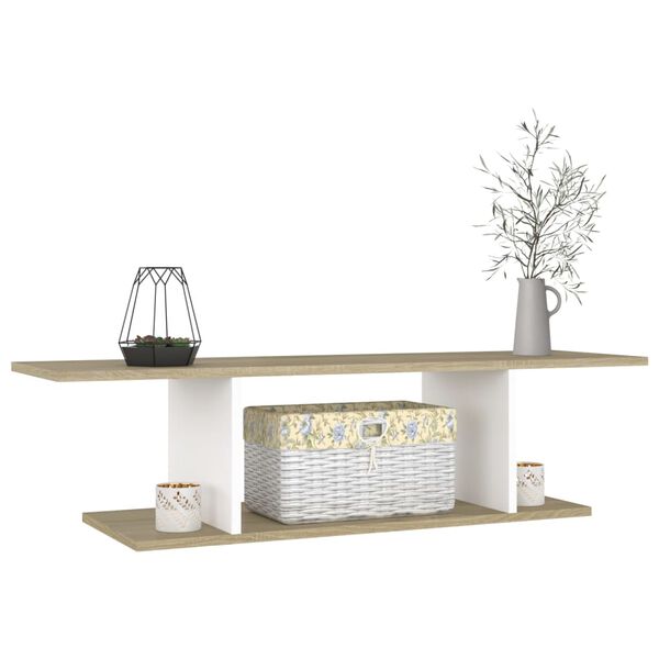 vidaXL seina telerikapp, valge ja Sonoma tamm, 103 x 30 x 26,5 cm