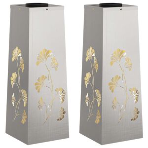 vidaXL P&auml;ikese LED k&auml;igutee tuli 2 pcs H&otilde;bedane Roostevaba teras