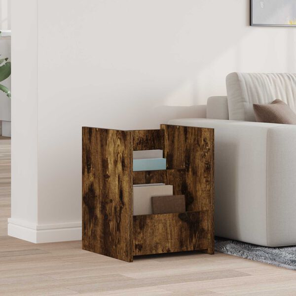 vidaXL Ajakirja riiul Suitsetatud tamm 35 x 35 x 45 cm Tehispuit