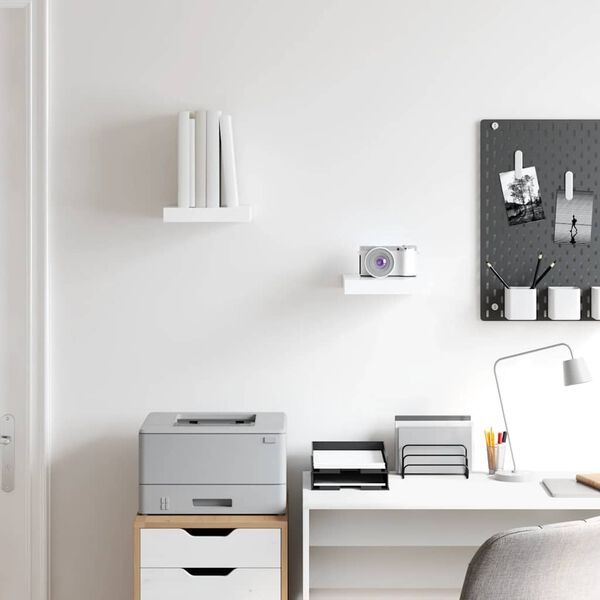 vidaXL seinariiulid, 2 tk, k&otilde;rgl&auml;ikega valge, 23 x 23,5 x 3,8 cm MDF