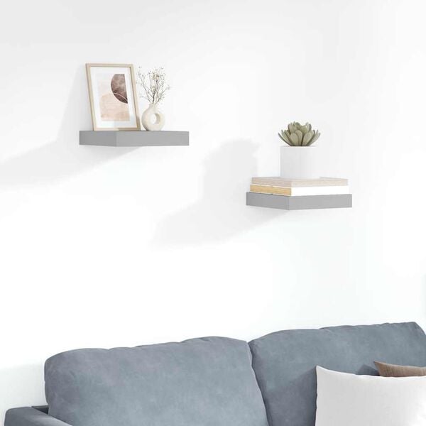 vidaXL seinariiulid, 2 tk, hall, 23 x 23,5 x 3,8 cm MDF