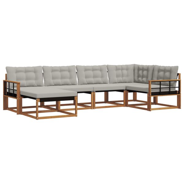 vidaXL V&auml;li diivanikomplekt padjaga 6 pcs Looduslik ja Hele Hall