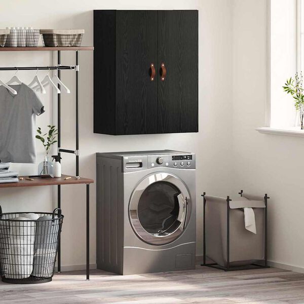 vidaXL Seinekapp Must tamm 69,5 x 34 x 90 cm Tehispuit