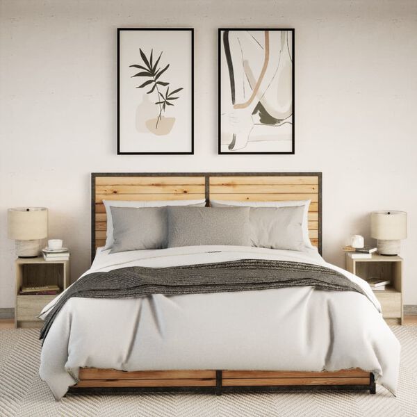 vidaXL &ouml;&ouml;kapid LED-valgustusega 2 tk, Sonoma tamm, tehispuit