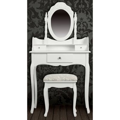 vidaXL peegli ja pingiga tualettlaud, valge