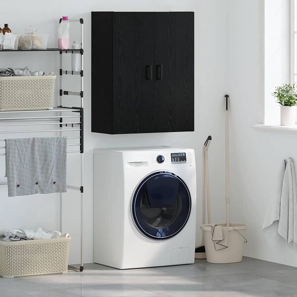 vidaXL Seinekapp Must tamm 69,5 x 34 x 90 cm Tehispuit