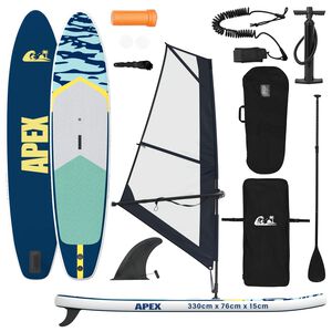 vidaXL Kootud SUP laud purjega APEX 330 x 76 x 15 cm Sinine jaoks