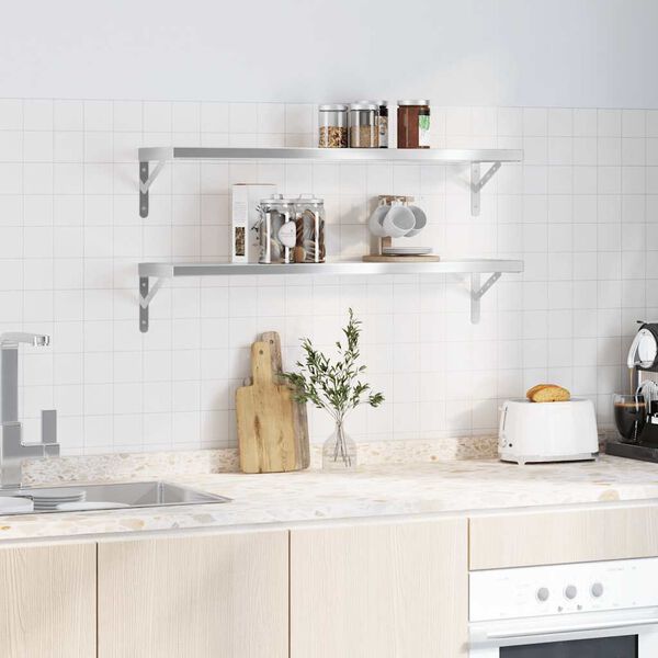 vidaXL seinariiulid 2 tk, 100x23,5 cm, h&otilde;bedane, roostevaba teras