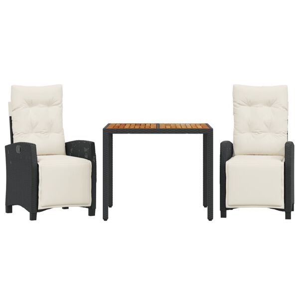 vidaXL 3-osaline aiam&ouml;&ouml;bli komplekt patjadega, must, pol&uuml;rotang