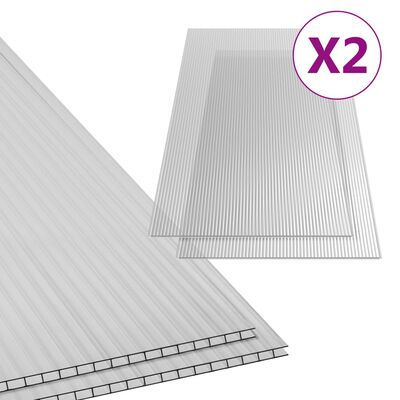 vidaXL polükarbonaadi lehed 2 tk, 6 mm, 150 x 65 cm