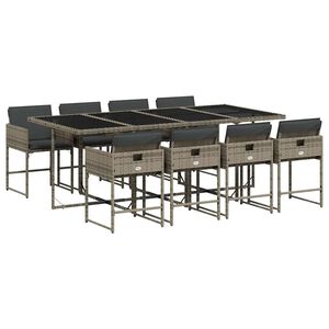 vidaXL 9-osaline aiam&ouml;&ouml;bli komplekt patjadega, hall, pol&uuml;rotang