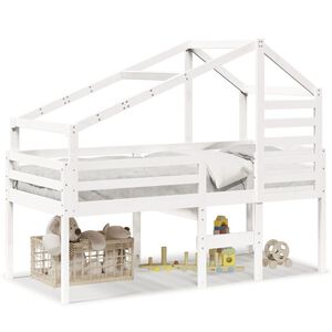 vidaXL k&otilde;rge voodi, katusega, valge, 80 x 200 cm, m&auml;nnipuit