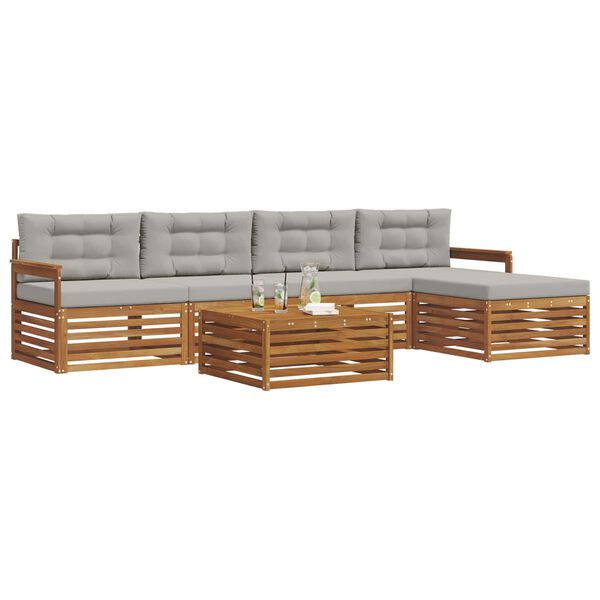 vidaXL V&auml;li diivanikomplekt padjaga 6 pcs Looduslik ja Hele Hall