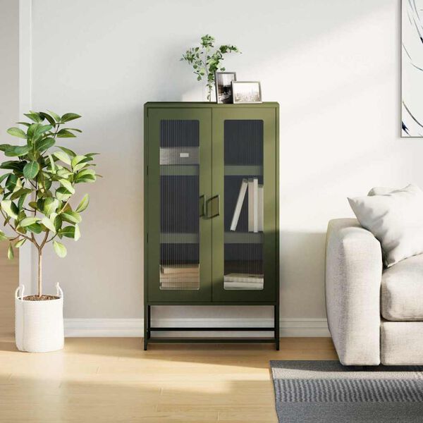 vidaXL Highboard Olive Green 68x39x123 cm Teras