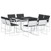 vidaXL 9-osaline aia söögimööbli komplekt patjadega, valge, tekstileen