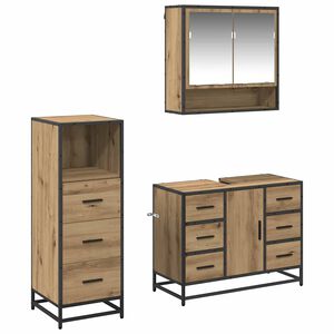 vidaXL Vannitoa m&ouml;&ouml;bleset sahtliga riiuliga 3 pcs K&auml;sit&ouml;&ouml;puu Tehispuit