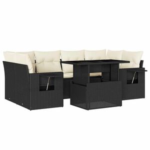vidaXL 7-osaline aiadiivani komplekt patjadega, must, pol&uuml;rotang